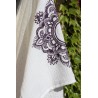 Modèle Unique Kimono Long Coton "Blanc cassé" sérigraphie "Mandalas" taille unique